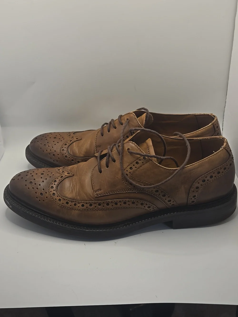 1901 Men's Oxford Genuine Leather Lace Up Wingtip Brown Dress Shoes Sz 10.5